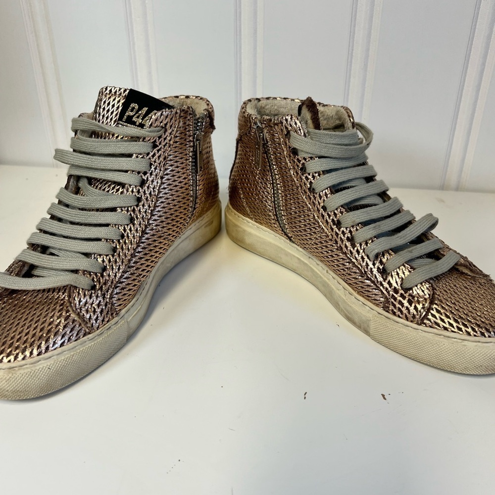 P448 Women's Bronze/ Rose Gold High-Top Sneakers Size 35 - Picture 6 of 9